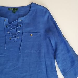 LAUREN Linen Tab Sleeve Tunic